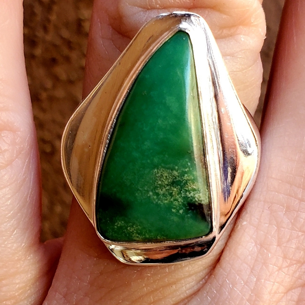 New Men's Chrysoprase 925 Silver Ring.